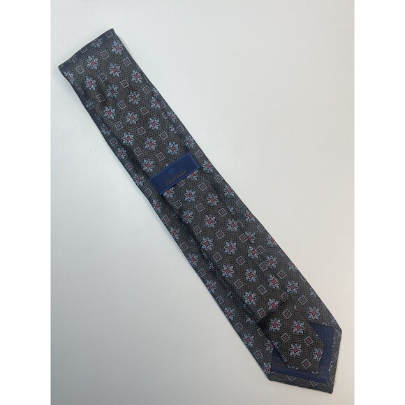 David Donahue Medallion Brown Silk Tie New W\O Tags - Picture 4 of 6